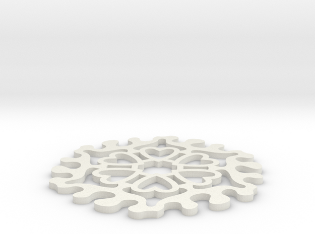 Drink Coaster - Jigsaw Interlocking- Heart Pattern in White Natural Versatile Plastic