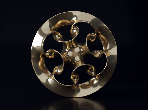 "Nine rings" pendant in Polished Brass