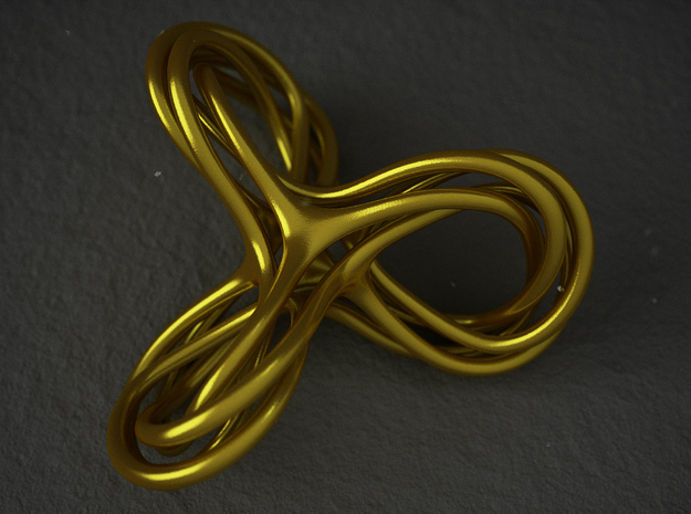 Cyclic Knot Sculpture in Polished Gold Steel