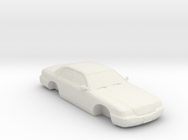 2007 Ford Crown Vic 1-87 Scale in White Natural Versatile Plastic
