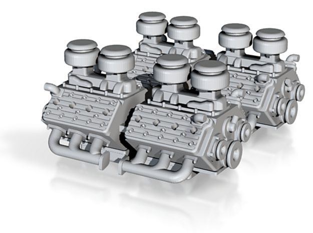 Set of 4 - Flathead V8 Stock Engine Dual Intake in Tan Fine Detail Plastic