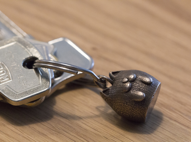 Cat Keychain in Polished Bronze Steel