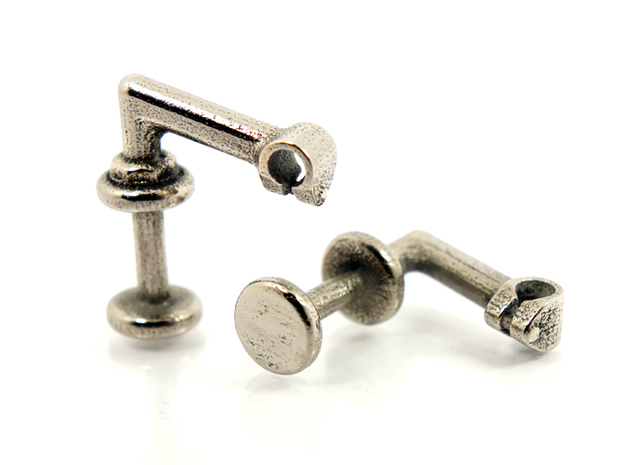 1A Bicycle Stem Cufflink in Polished Bronzed Silver Steel