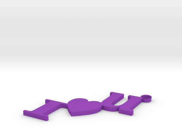 I Love U Keychain in Purple Processed Versatile Plastic