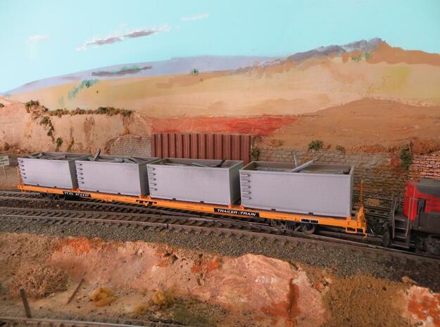N scale 1/160 Tie or Dirt Container x 4 in Smooth Fine Detail Plastic