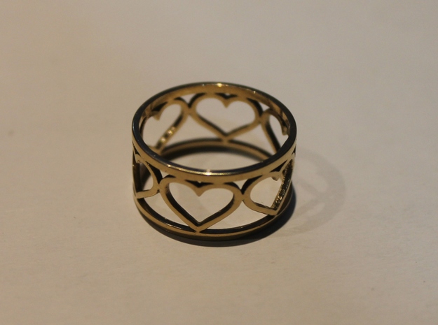 Caged Heart Ring V1 Ring Size 8 in 14k Gold Plated Brass