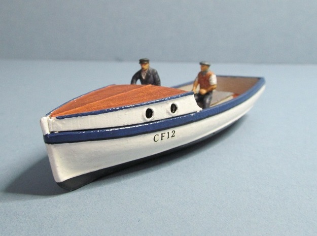 4 mm Scale Fishing Boat with Cabin in White Natural Versatile Plastic