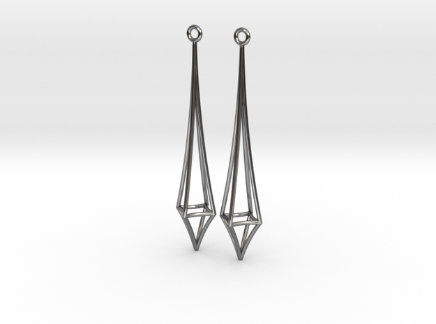 Inverted Narrow Kite in Fine Detail Polished Silver: Medium