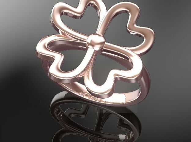 4-Heartleaf-clover-Ring US-SIZE6.5 (JP-SIZE#12) in 14k Rose Gold