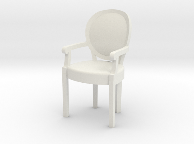 1:48 Louis XVI Armchair in White Natural Versatile Plastic