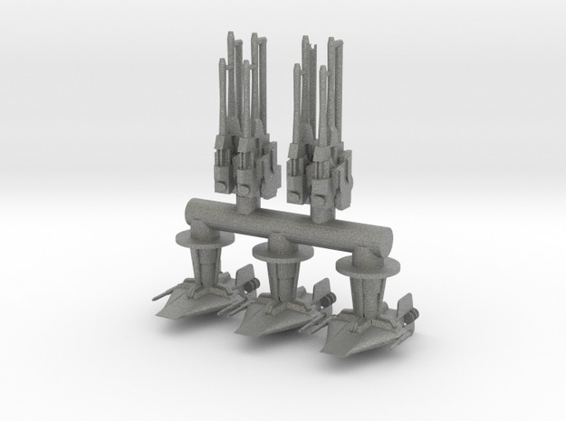 1/350 Blockade Runner Quad Turrets and A-Wings in Gray PA12