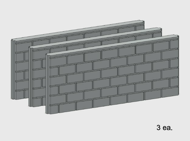 5' Block Wall - 3-Med Jointed Splices in White Natural Versatile Plastic: 1:87 - HO