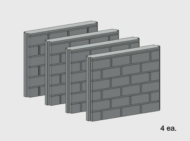 5' Block Wall - 4-Short Jointed Splices in White Natural Versatile Plastic: 1:87 - HO