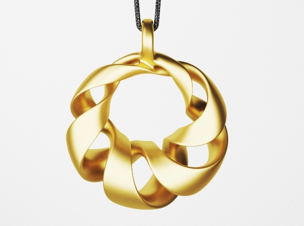 Torus Pendant Type A in Polished Brass: Small