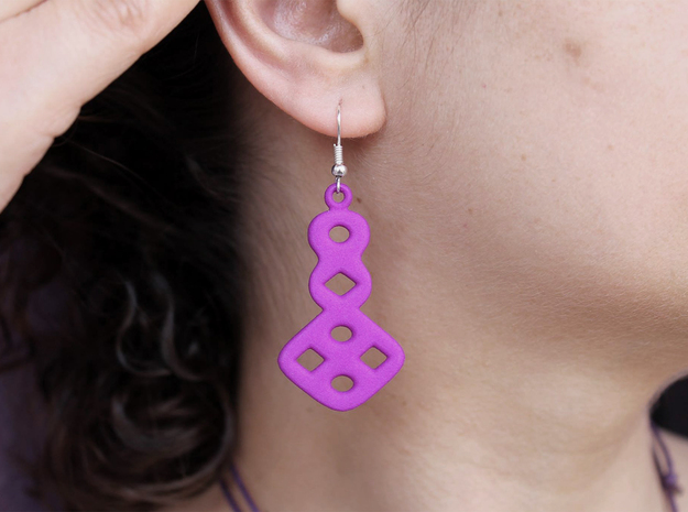 Circles & Squares Earrings in Purple Processed Versatile Plastic