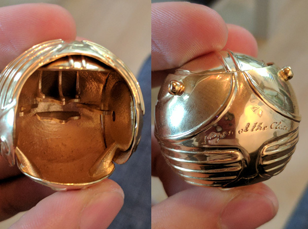 Golden Snitch Ring Box with Wings (Front) in 14k Gold Plated Brass