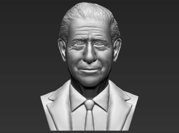 Prince Charles bust in White Natural Versatile Plastic