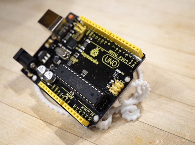 Arduino Uno Prototyping Stand Gears Mk1 in White Natural Versatile Plastic