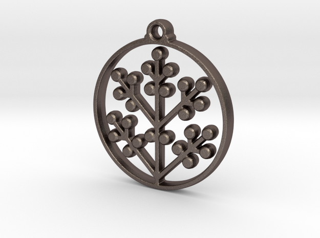 Floral Pendant II in Polished Bronzed-Silver Steel