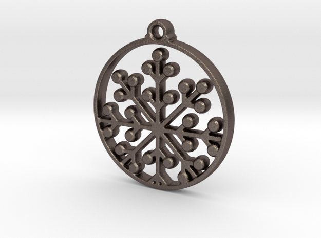 Floral Pendant VII in Polished Bronzed-Silver Steel