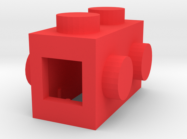 Custom LEGO-inspired brick 2x1 in Red Processed Versatile Plastic