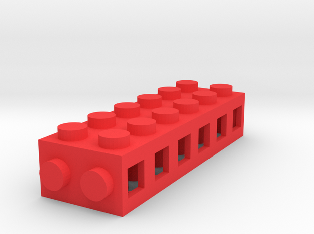 Custom brick 6x2 for LEGO in Red Processed Versatile Plastic