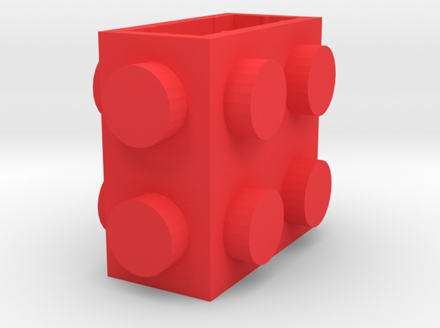 Custom LEGO-inspired brick 2x1x2 in Red Processed Versatile Plastic