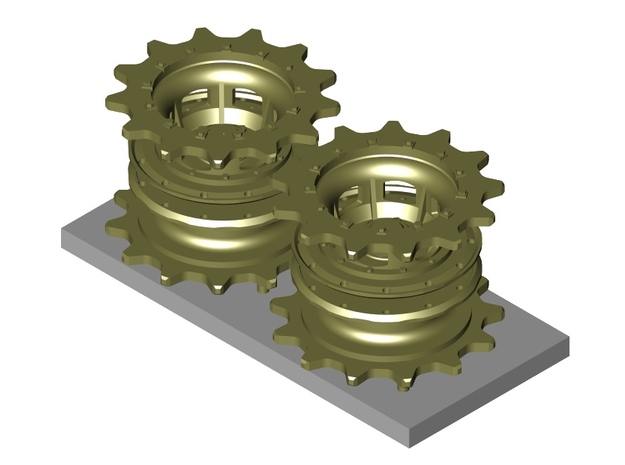 M26 Pershing Sprocket and Hub Set in Clear Ultra Fine Detail Plastic