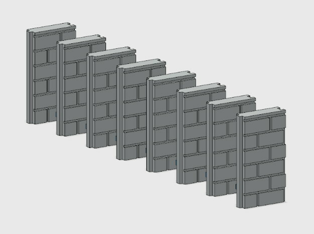 Block Wall - Jointed Filler Sections in White Natural Versatile Plastic: 1:87 - HO
