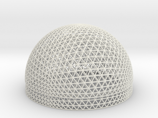 Geodesic Sphere, 2 hemispheres in White Natural Versatile Plastic