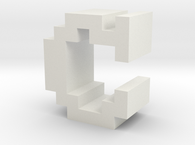 "C" inch size NES style pixel art font block in White Natural Versatile Plastic