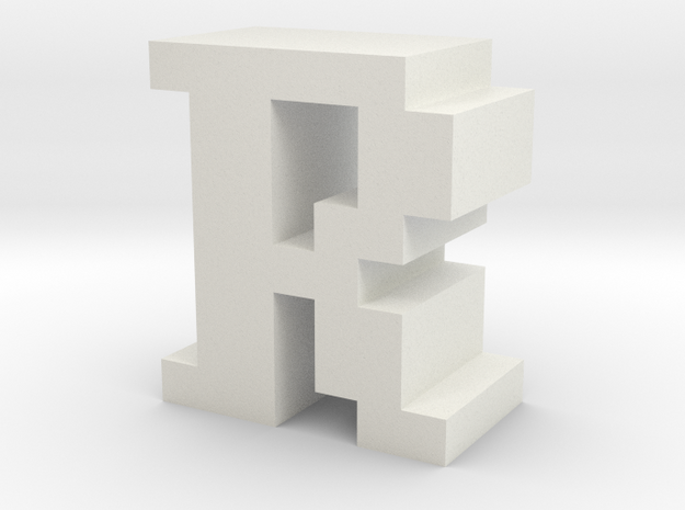 "R" inch size NES style pixel art font block in White Natural Versatile Plastic