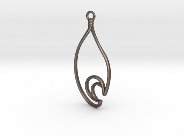Waterdrop Moon Earring - Alternate Curve in Polished Bronzed-Silver Steel