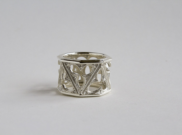 Gothic Window Ring v2 in Polished Silver: 8 / 56.75