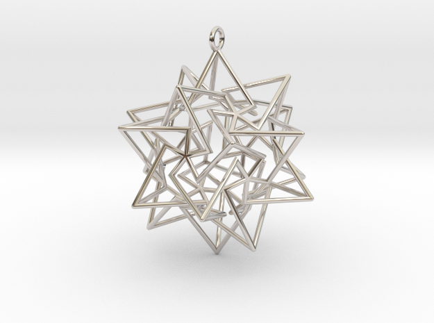 Star Dodecahedron Pendant in Rhodium Plated Brass