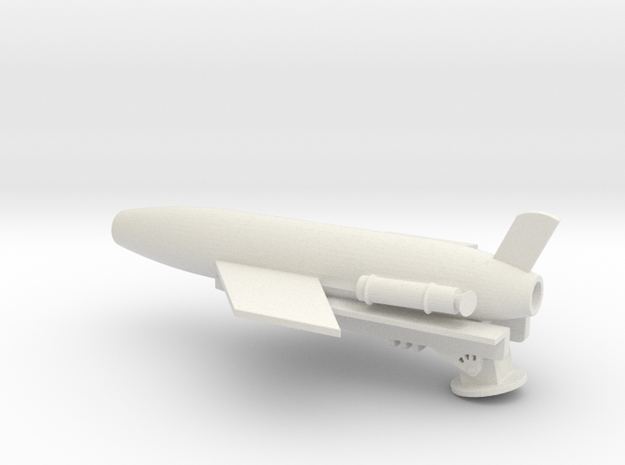 1/128 Scale Regulus Sub Launcher with Missile in White Natural Versatile Plastic