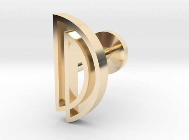 Letter D in 14k Gold Plated Brass
