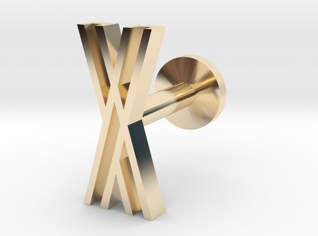 Letter X in 14k Gold Plated Brass