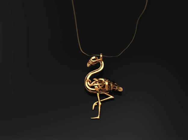 Flamingo Pendant in 14k Gold Plated Brass