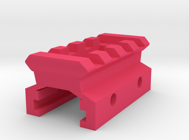 Nerf Rail to Picatinny Rail Adapter (4 Slots) in Pink Processed Versatile Plastic