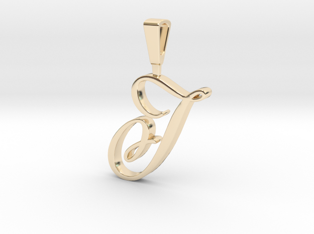 INITIAL PENDANT T in 14k Gold Plated Brass