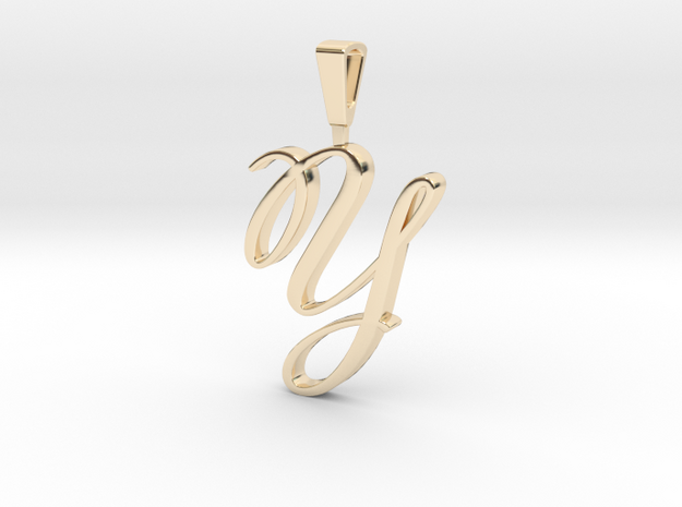 INITIAL PENDANT Y in 14k Gold Plated Brass
