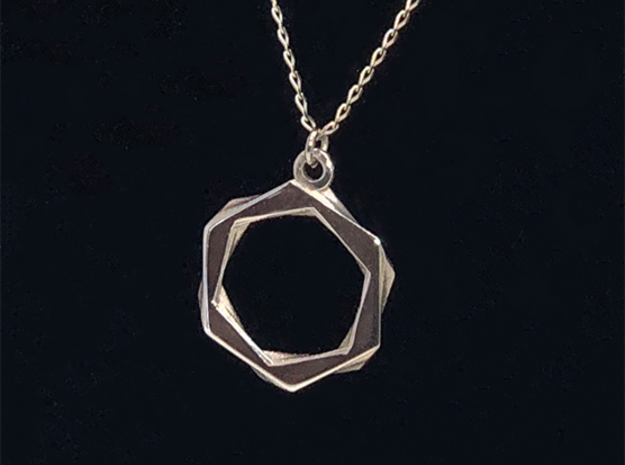 High Class Hexagon Pendant in Polished Silver