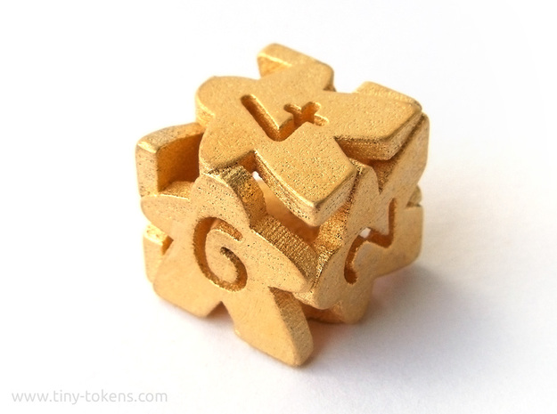 Meeple D6 dice in Polished Gold Steel