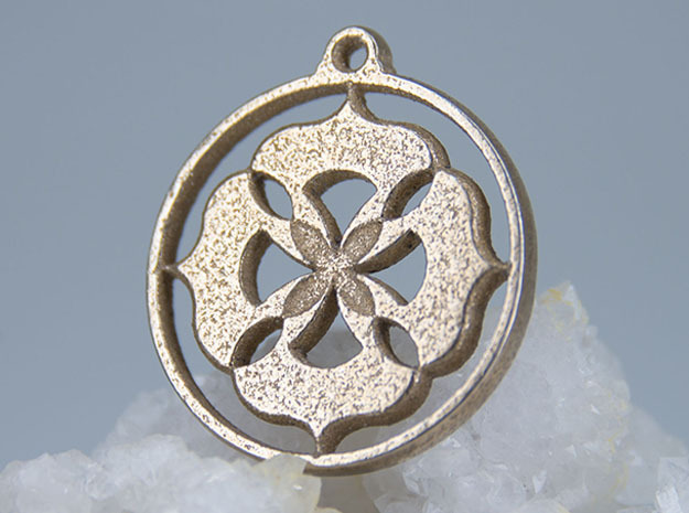 Lotus Pendant II in Polished Bronzed Silver Steel