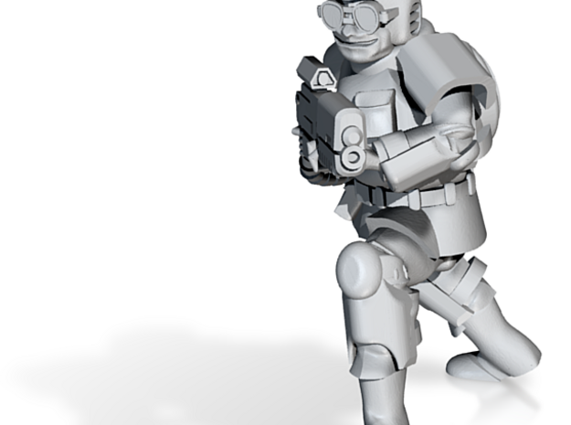 Scrap Armor Soldier with Gun in Tan Fine Detail Plastic