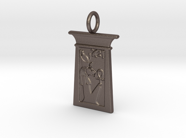 Enshrined Bast-Mut (small) amulet in Polished Bronzed-Silver Steel