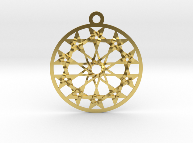 Twelve 5 pointed Stars Pendant 1.8" in Polished Brass