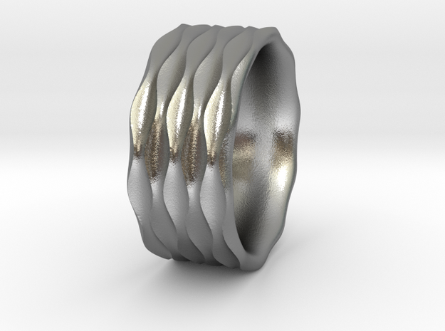 Sinewave Ring in Natural Silver