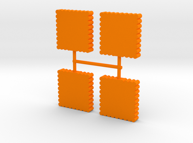 Square Palisade Wall Meeple, 4-set in Orange Processed Versatile Plastic